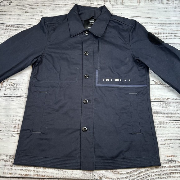 G-STAR RAW NAVAL OVERSHIRT AW MENS SIZE S NAVY BLUE BUTTON UP JACKET CANVAS - Picture 2 of 9
